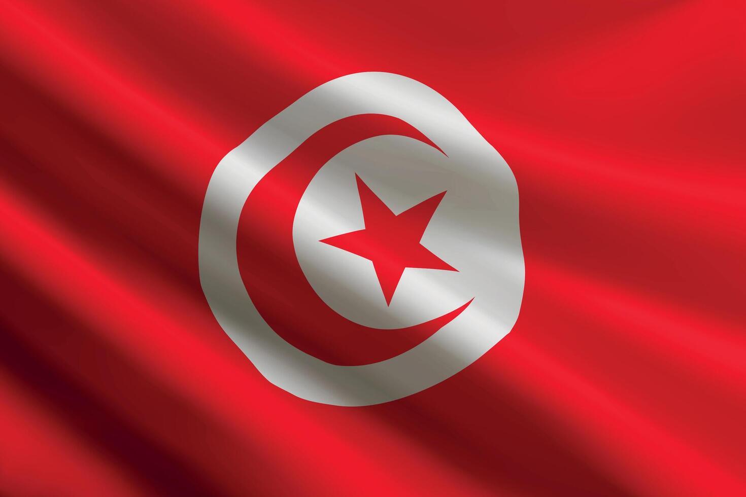 Tunisia flag waving in the wind, detailed silk texture vector