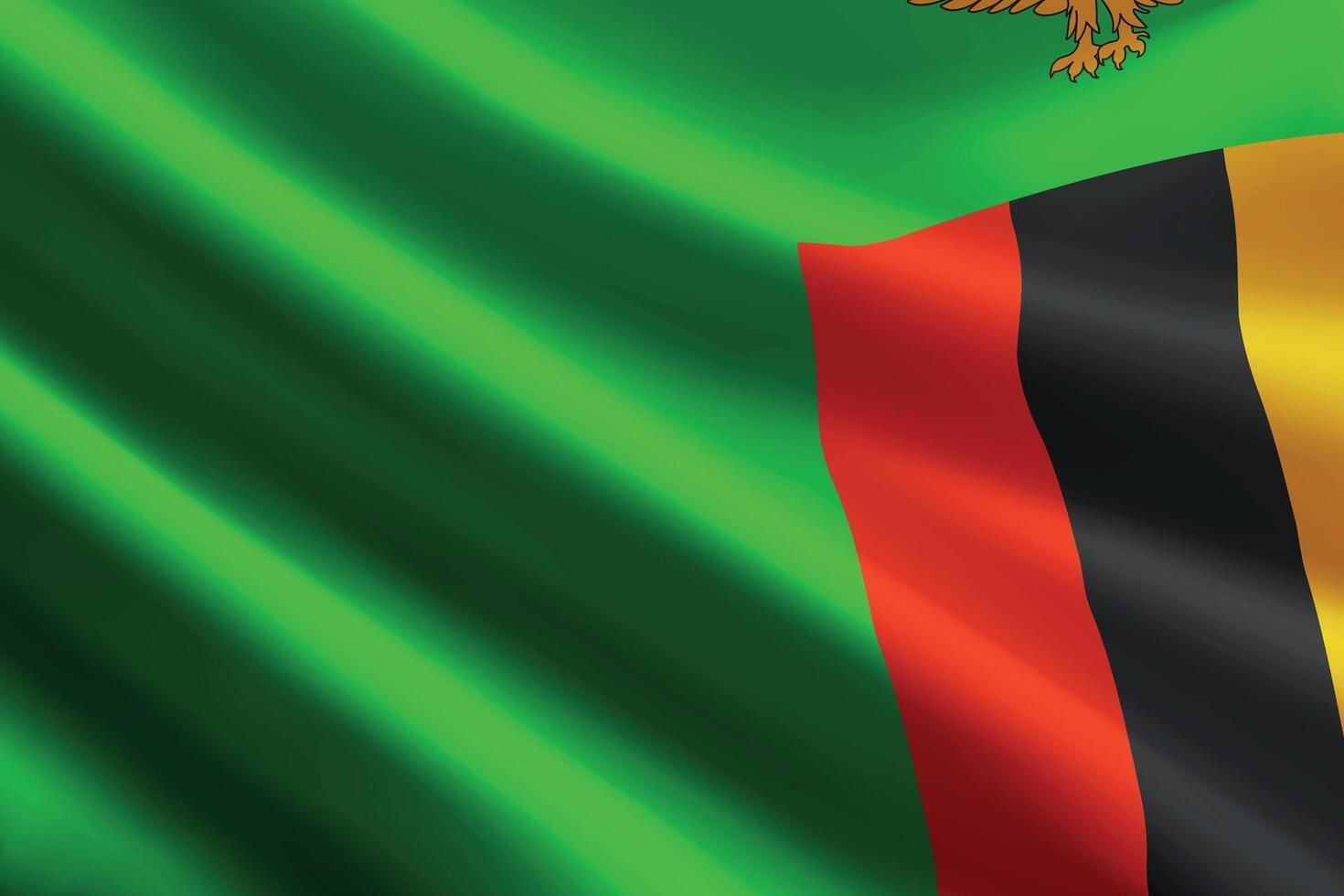 Zambia flag waving in the wind, detailed silk texture vector