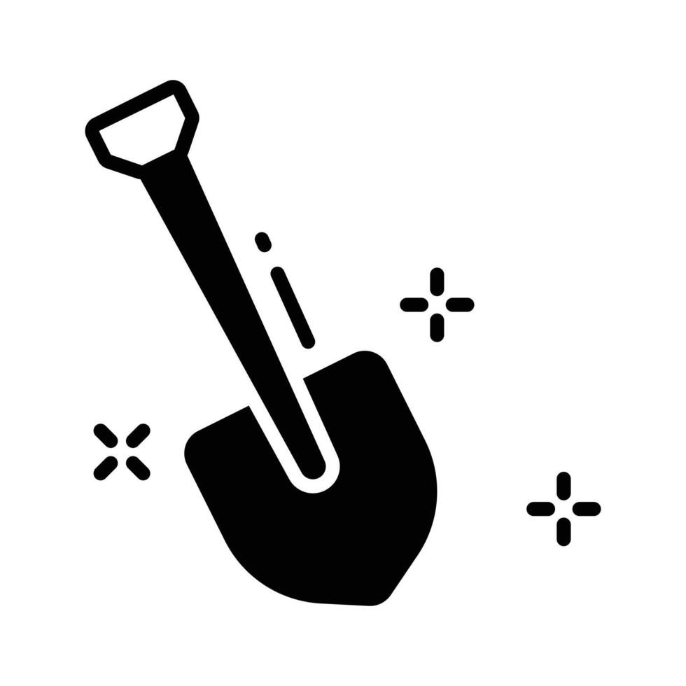 Grab our latest glyph icon showing digging shovel vector
