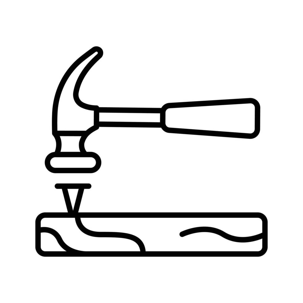 Get a sight of this latest outline icon of nail fixing. vector