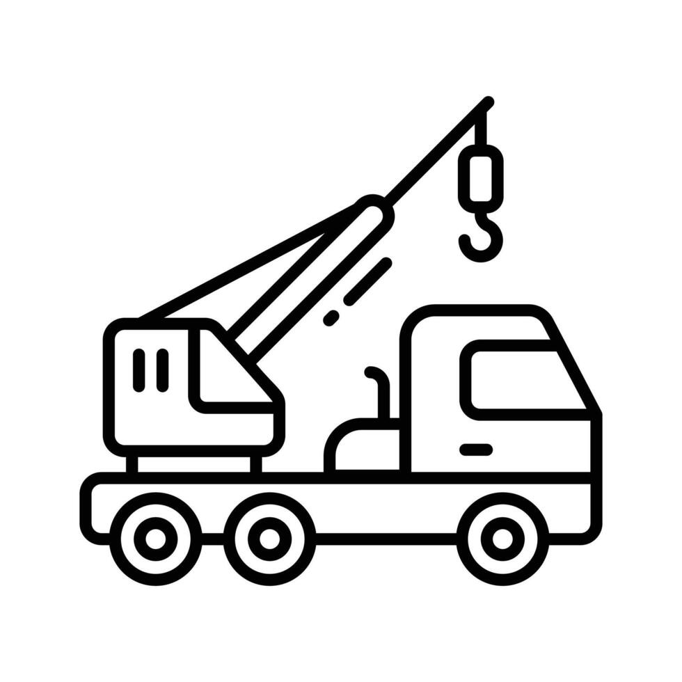 Have a look at this amazing line icon showing crane truck. vector