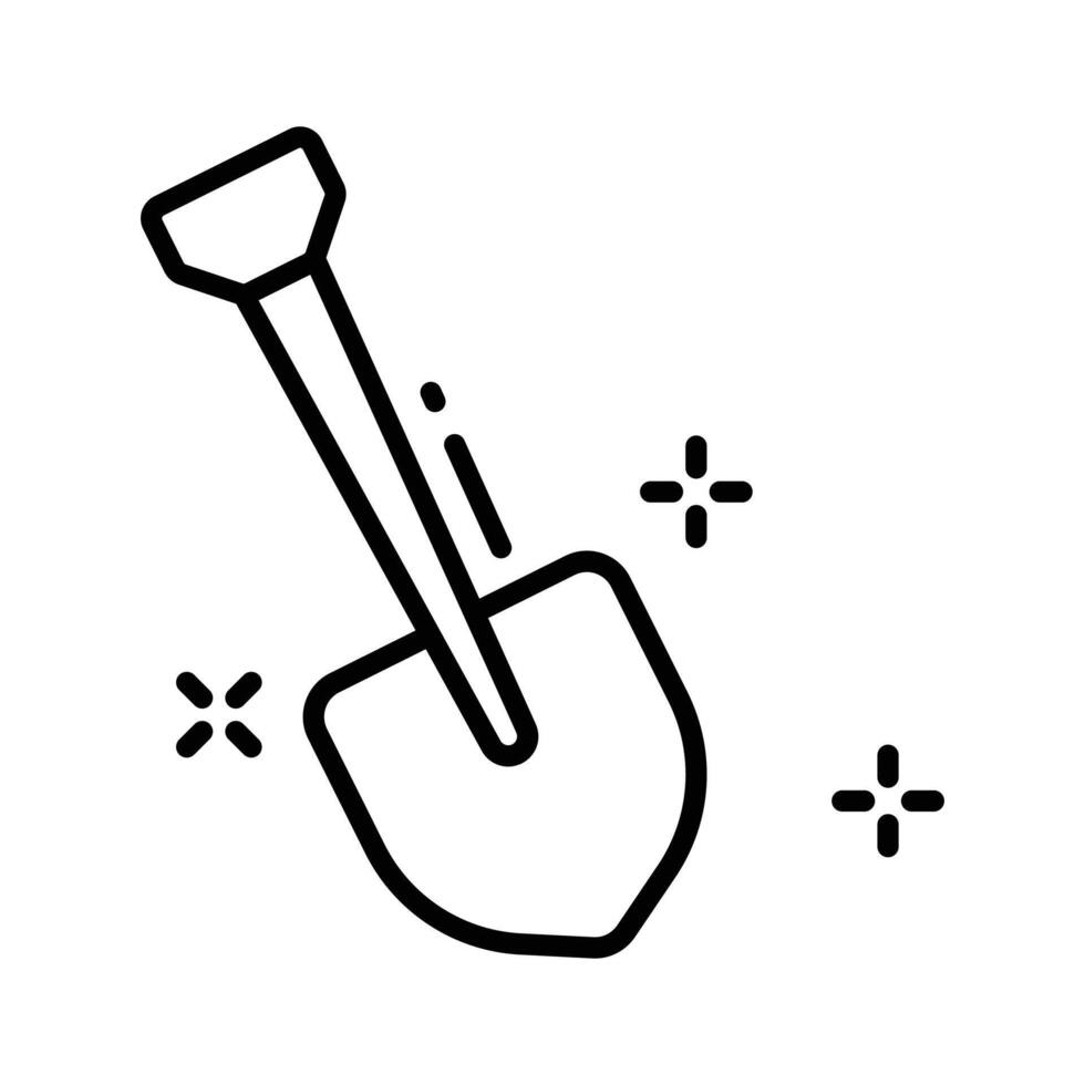 Grab our latest outline icon showing digging shovel. vector