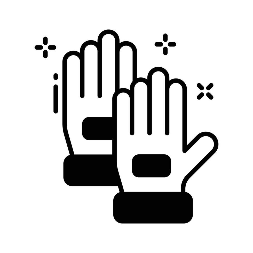 An icon of construction worker gloves in glyph style. vector