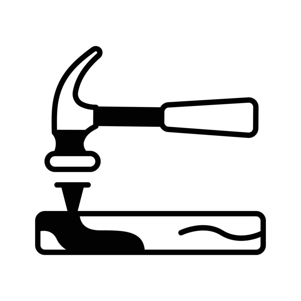 Get a sight of this latest glyph icon of nail fixing. vector