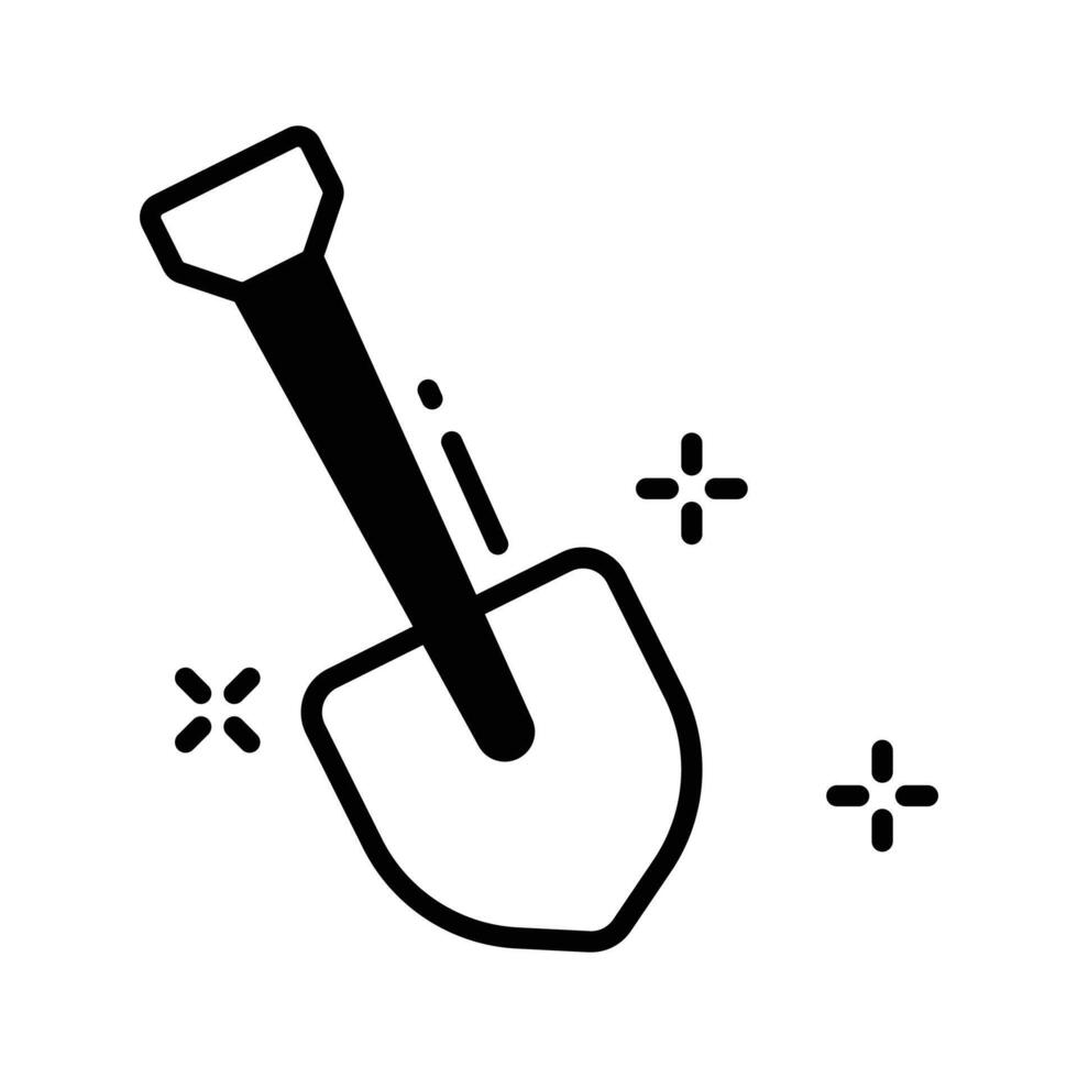Grab our latest glyph icon showing digging shovel. vector