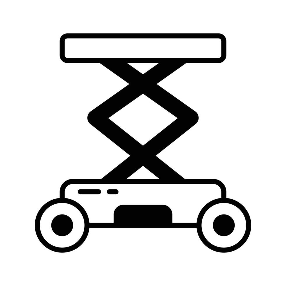 Get a sight of this latest glyph icon depicting scissors lift. vector