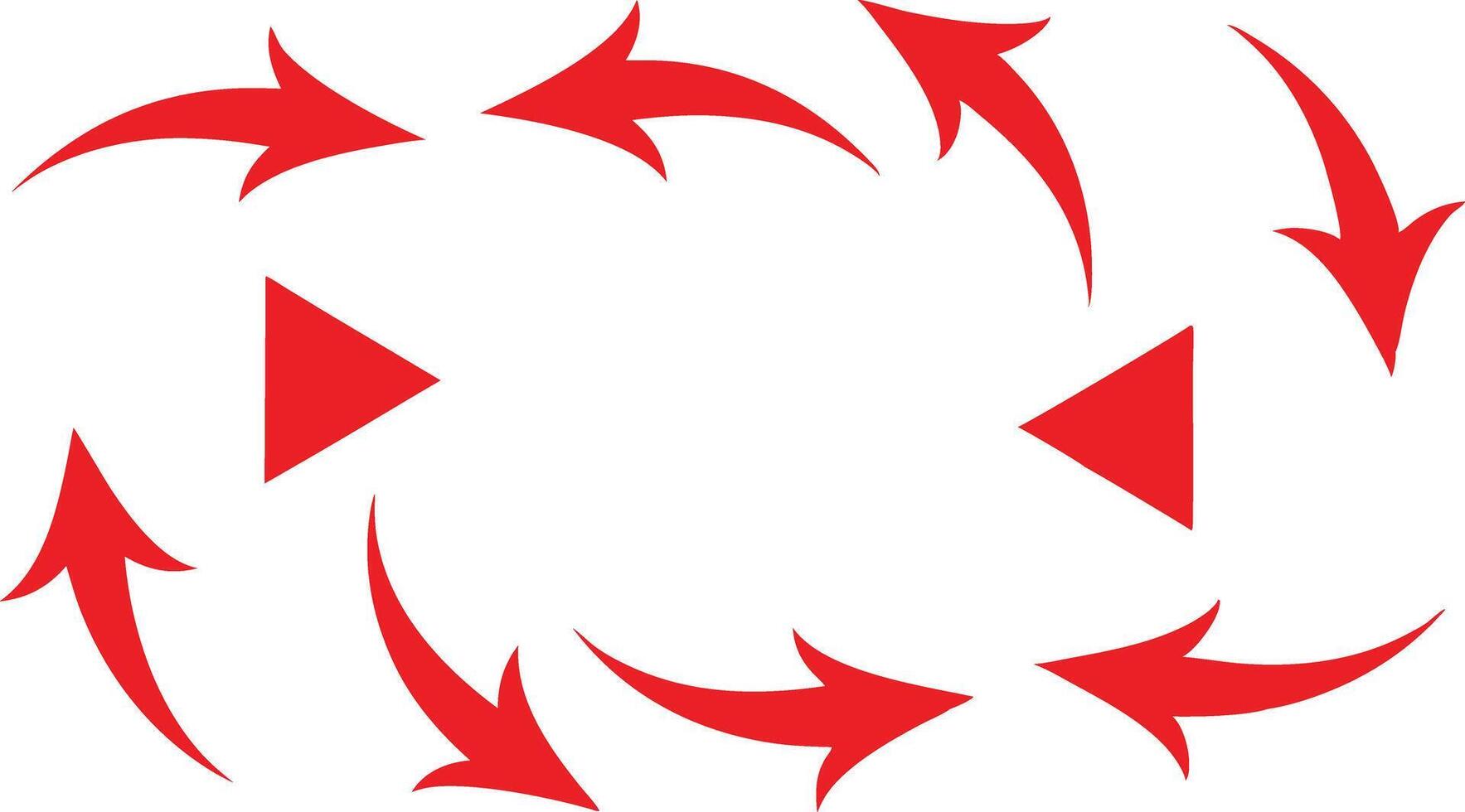 Circular Arrows Flow Diagram, Red Arrows Around Cycle, Recycle Arrows on White vector