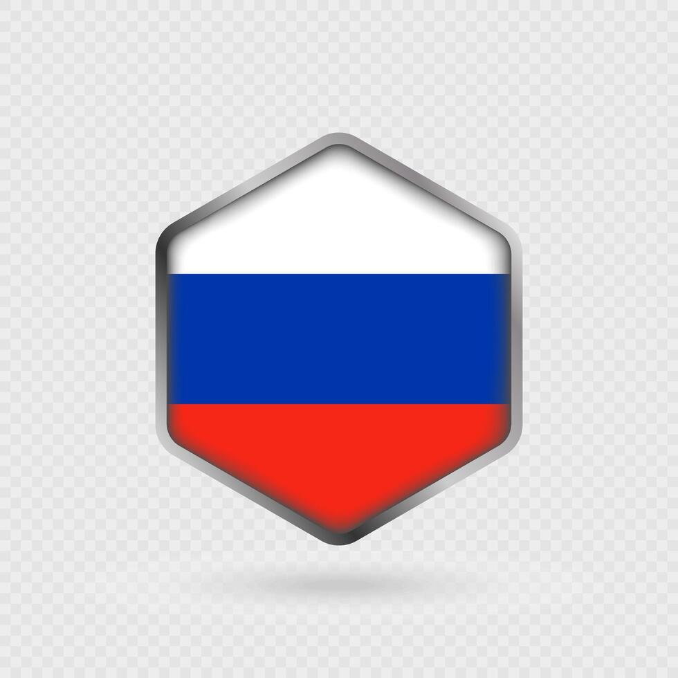 Russia Flag Icon in Hexagon Shape. vector