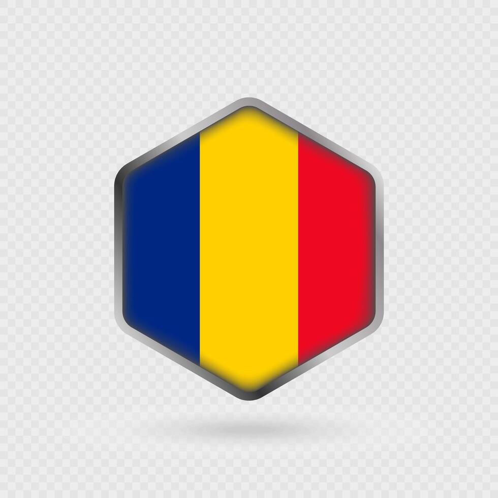 Romania Flag Icon in Hexagon Shape. vector