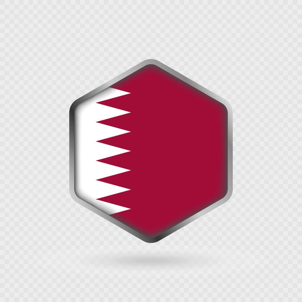 Qatar Flag Icon in Hexagon Shape. vector