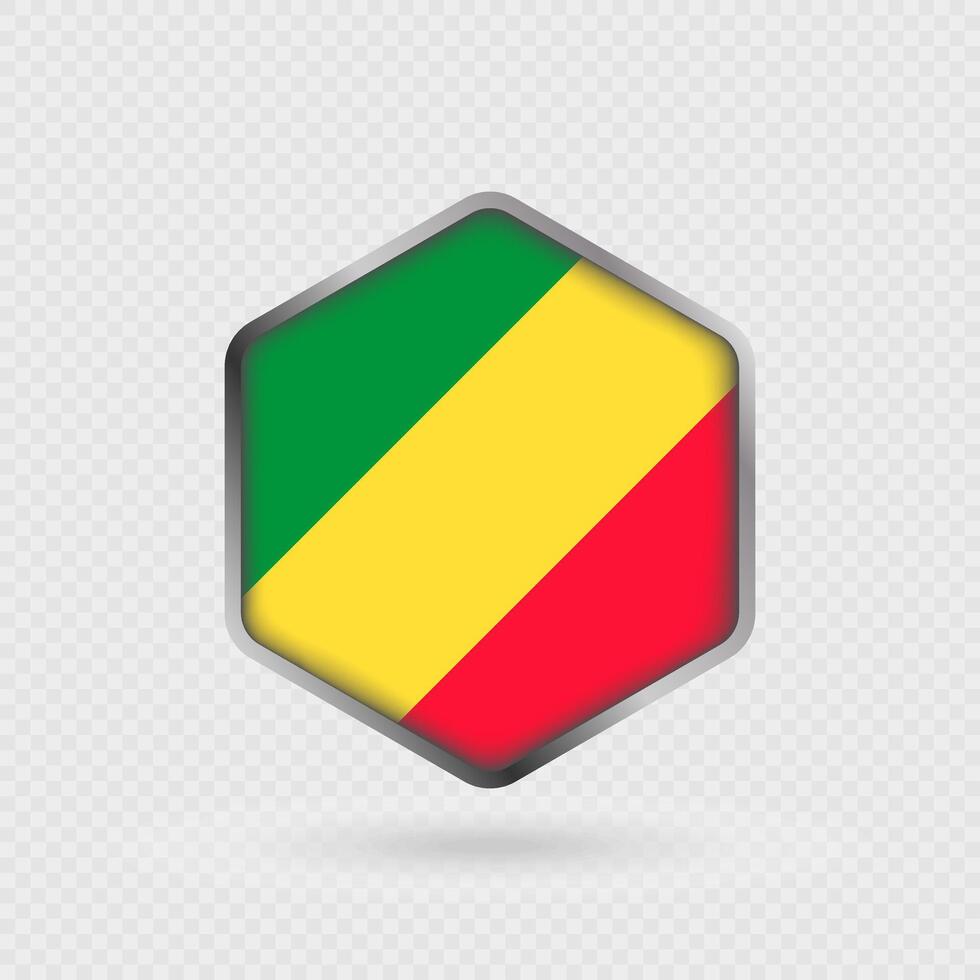 Republic of the Congo Flag Icon in Hexagon Shape. vector