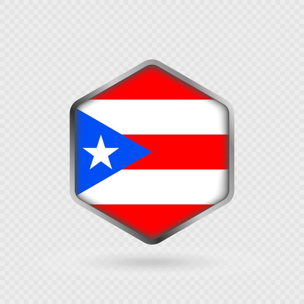 Puerto Rico Flag Icon in Hexagon Shape. vector