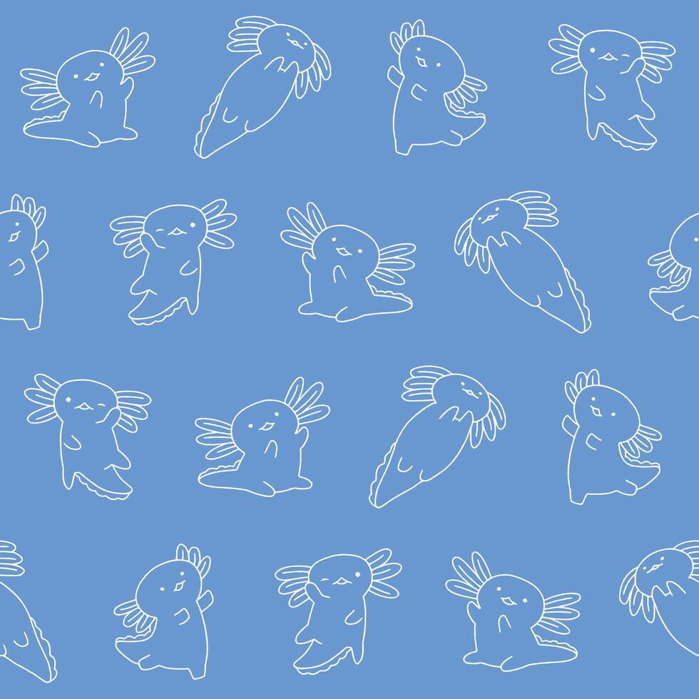 Outline Axolotl Pattern Illustration Seamless for Wallpaper Background Cover Packaging vector