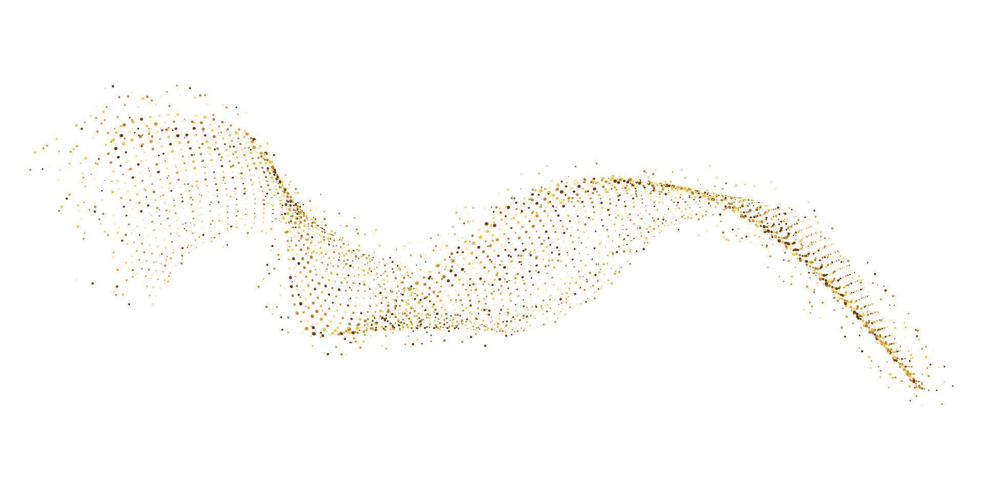 Abstract Gold Glitter Wave, Shiny Particle Flow Background vector