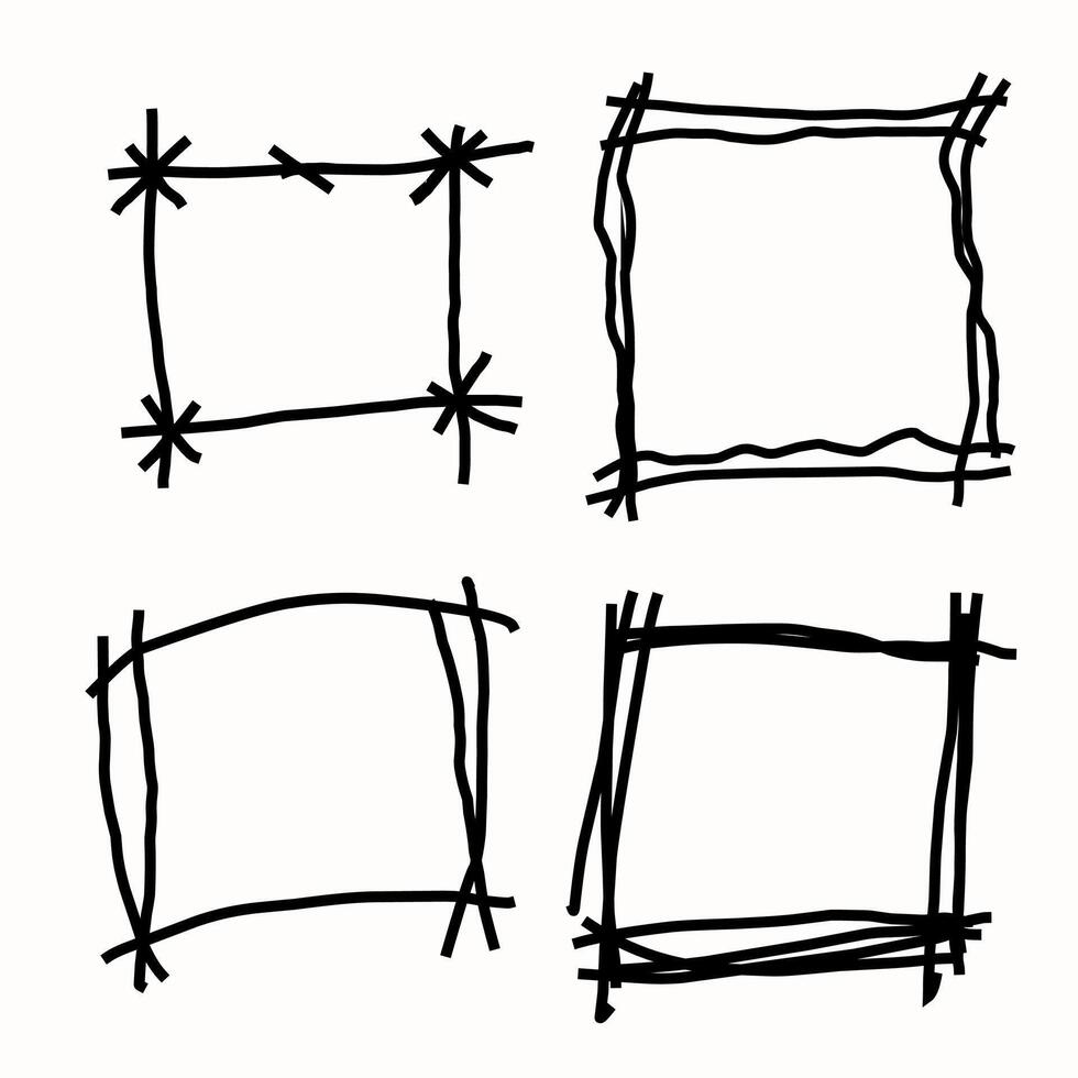 Abstract Hand Drawn Frame Set vector