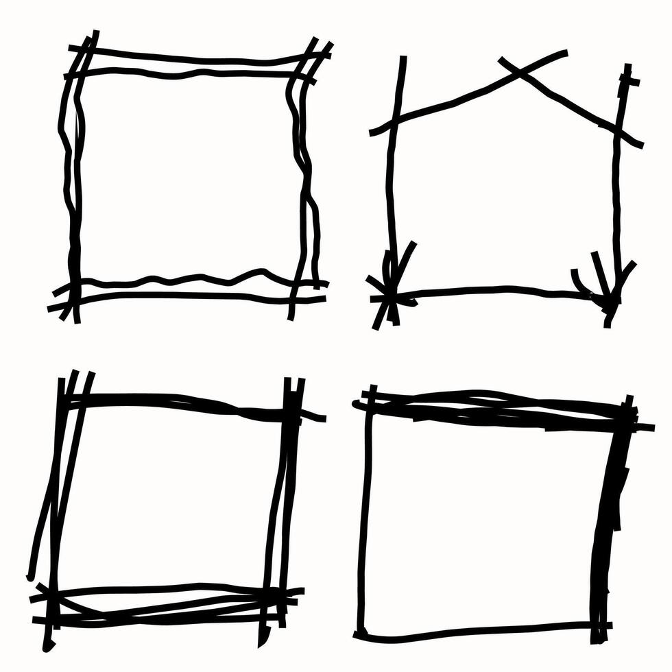 Boho Sketchy Frame Design Set vector