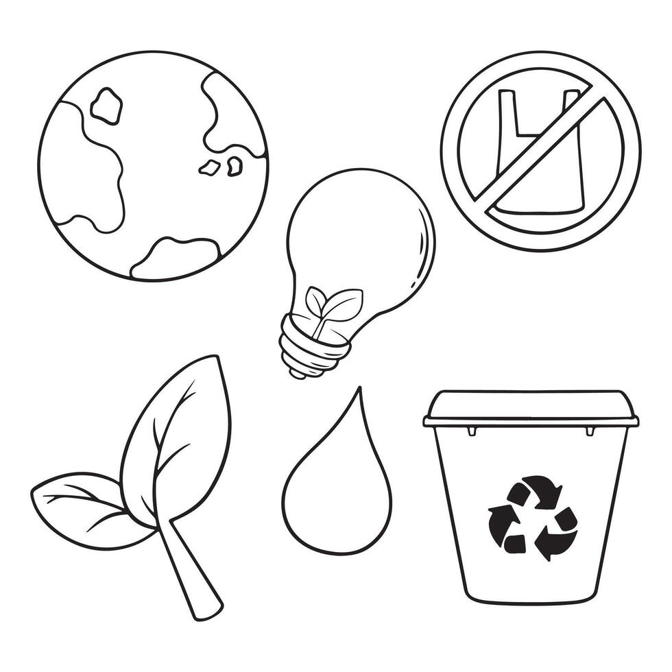 Ecology icons set Cartoon set of ecology icons for web design vector