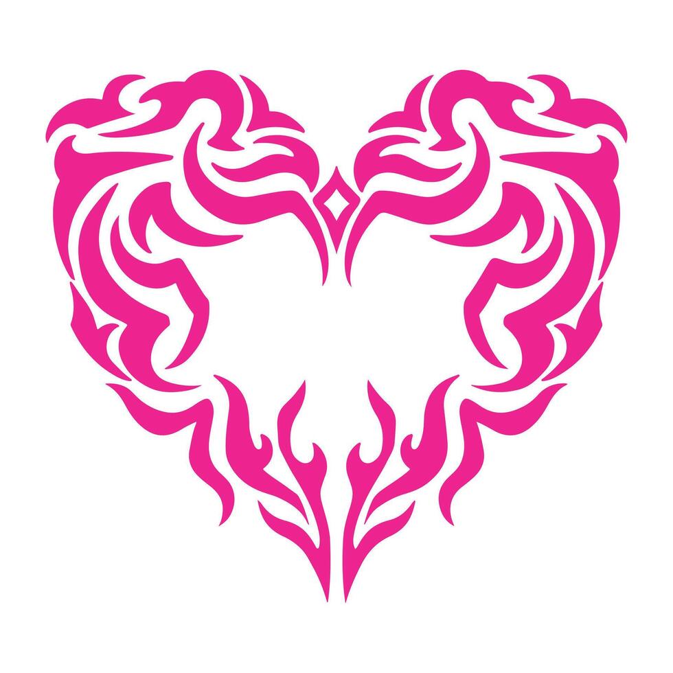Pink heart with floral ornament on a white background. illustration. vector