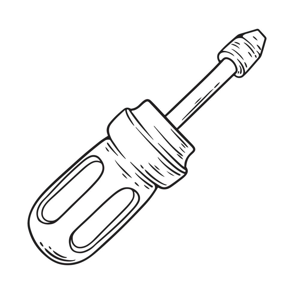 Screwdriver icon in outline style isolated on white background. Repair symbol stock illustration. vector