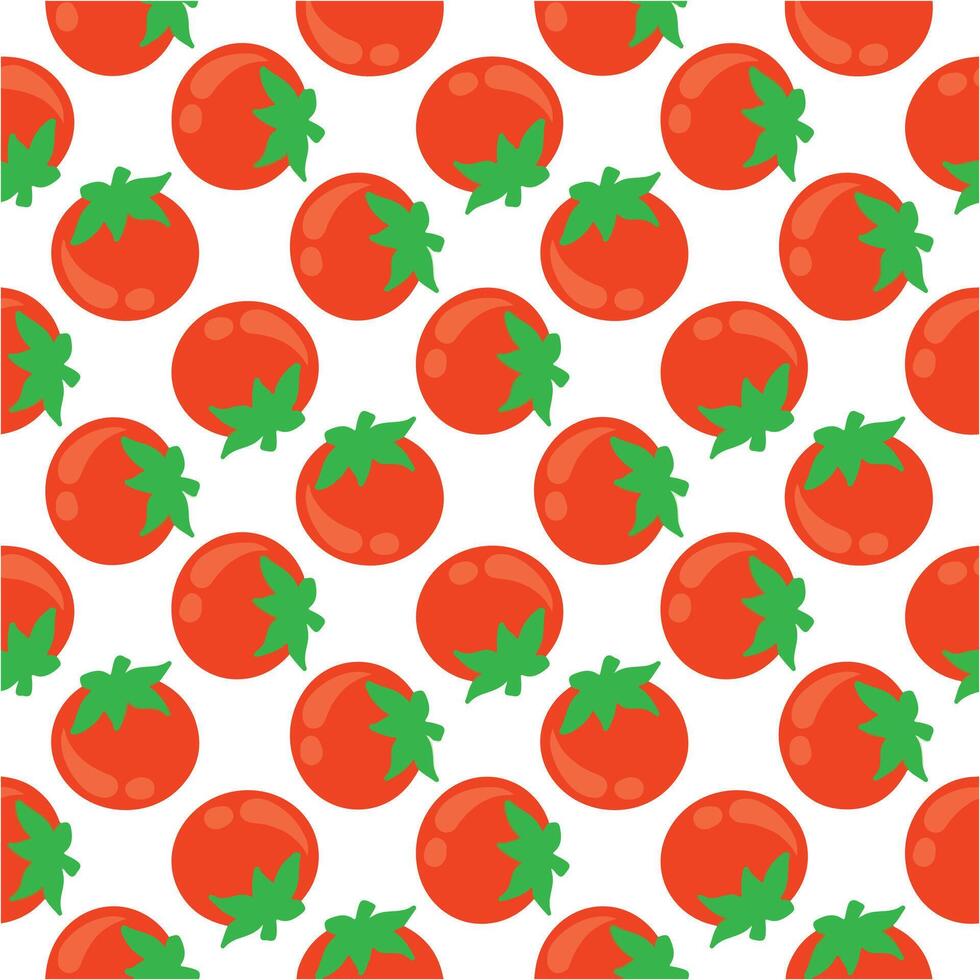 Tomato seamless pattern on white background. Ripe red tomatoes vector