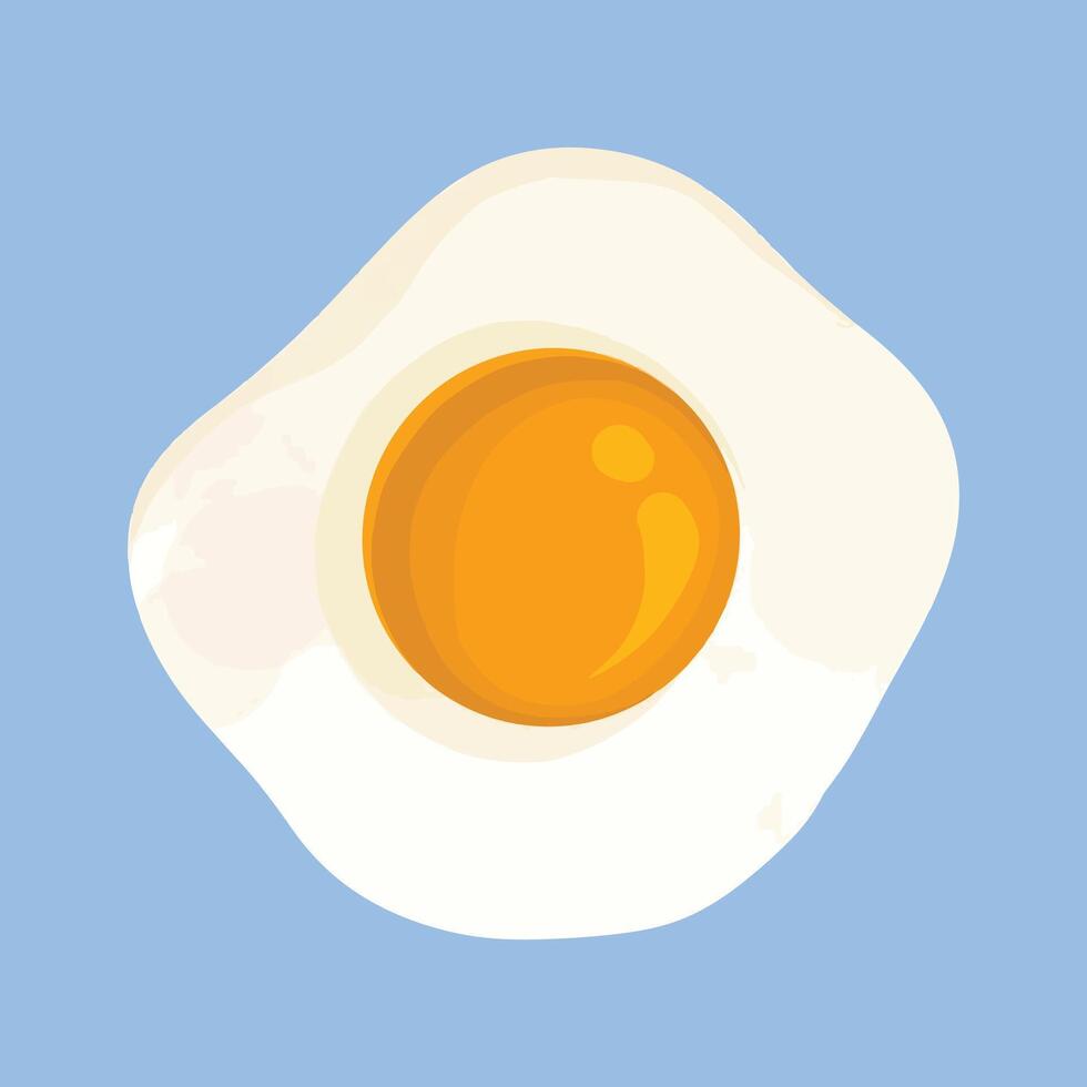 Fried egg. Flat style illustration isolated on blue background. vector