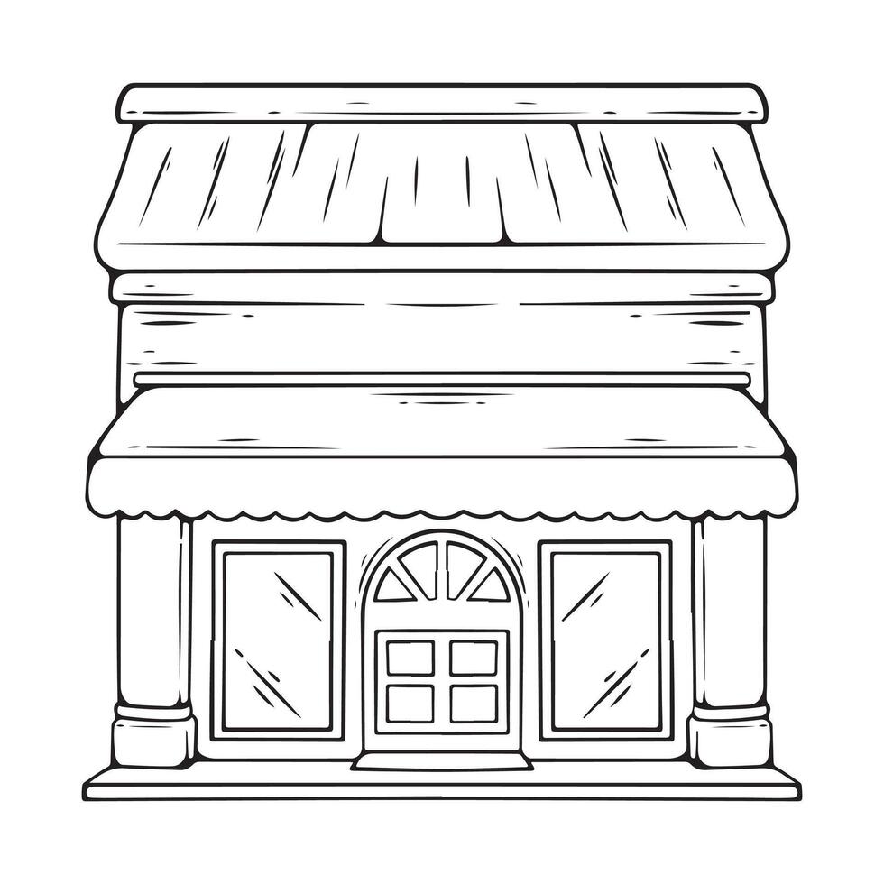 Sketch of a shop in the style of engraving vector