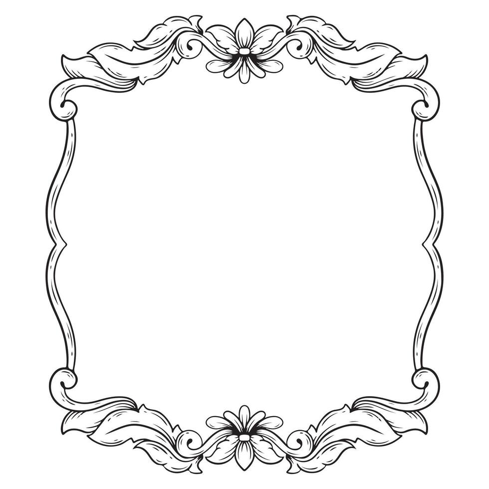 Illustration of floral frame design with black and white vignette vector