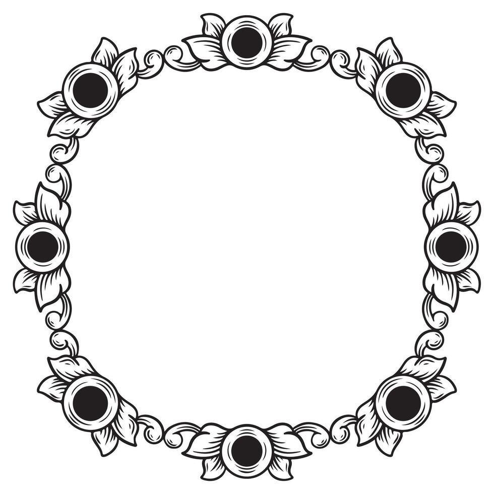 Oval black and white frame. Copy space. clip art. vector
