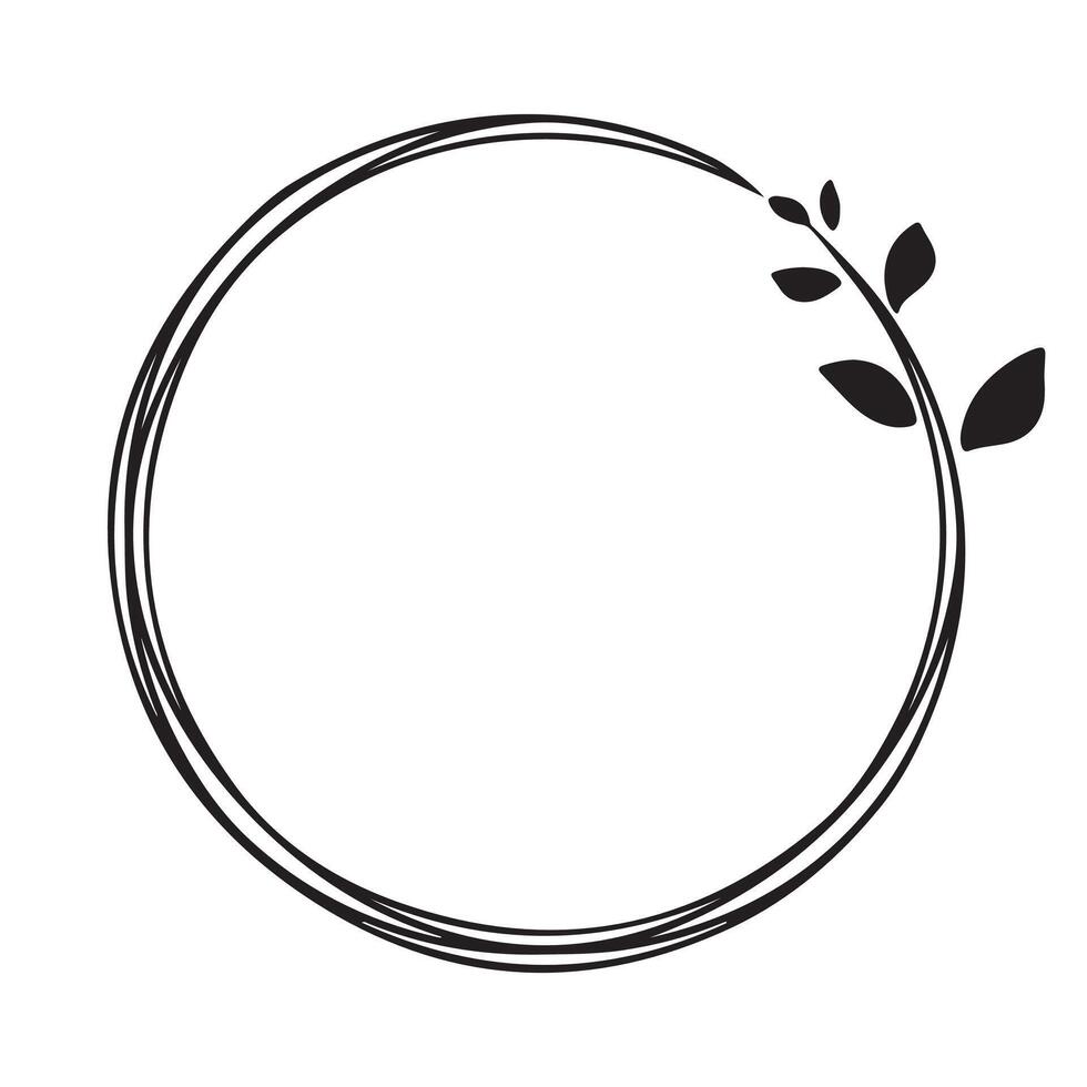 Circle frame with leaves on a white background. illustration. vector