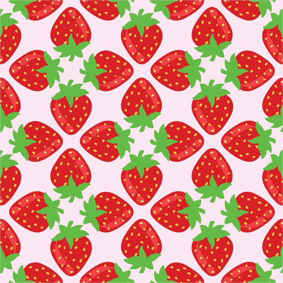 Seamless pattern with strawberries. illustration in cartoon style. vector