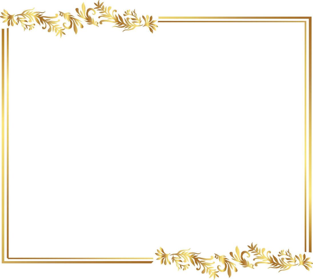 Gold frame with floral design on white background vector