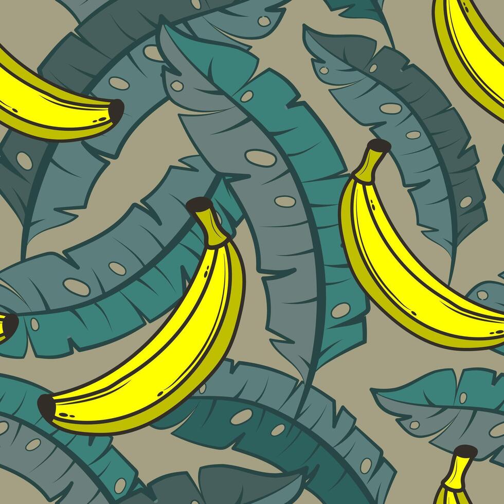 Banana leaf tropical seamless pattern Seamless floral pattern with Tropical bananas leaves. vector