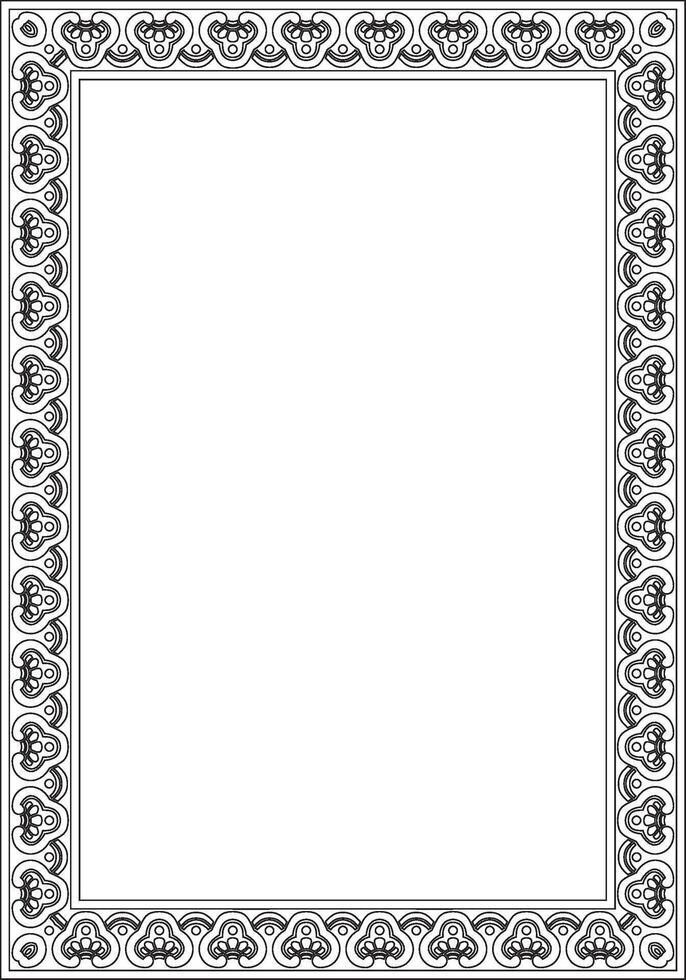 black contour Chinese rectangle, frame. Square ornaments of oriental peoples, korea, china, hong kong, indonesia vector