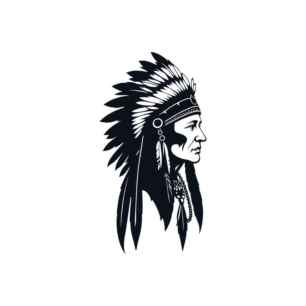 A symbol of tribal heritage and pride featuring a Native American elder in a headdress a powerful and dignified portrait for cultural representation vector