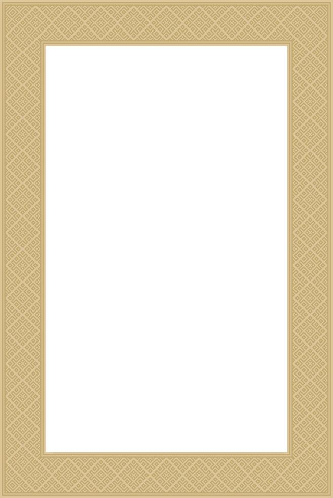 golden square belarusian national ornament frame. Ethnic pattern rectangle of Slavic peoples, Russian, Ukrainian, Serb, Bulgarian vector