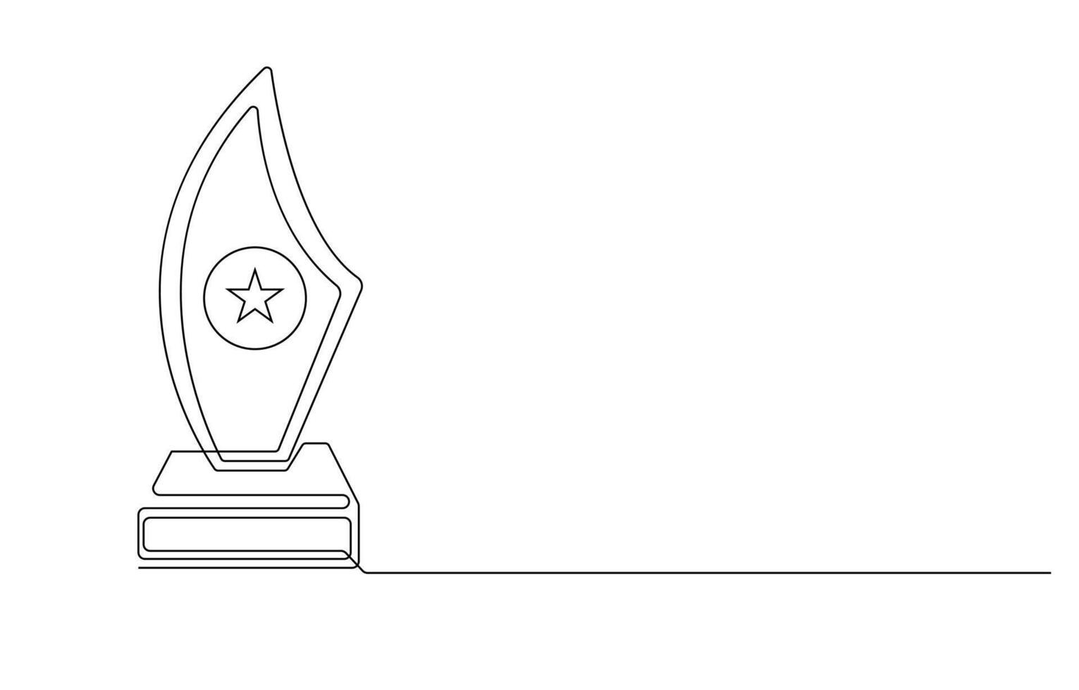 Continuous Line Drawing of Trophy with Star and Figures vector