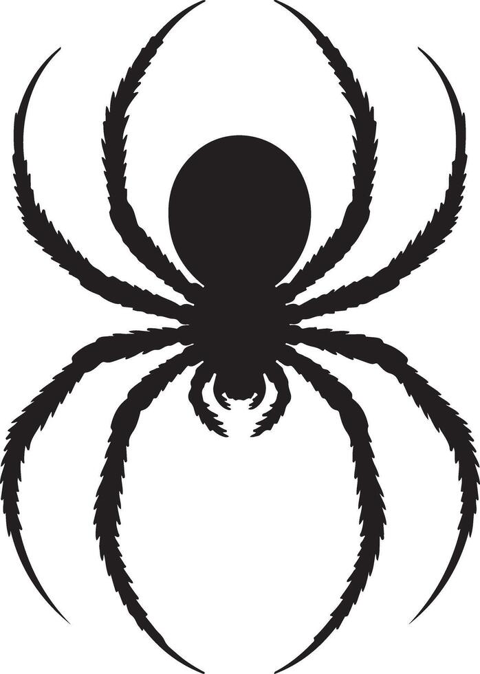 Black Spider Silhouette Detailed Legs Eight Legs Arachnid Insect Halloween Symbol Design Element Graphic Illustration vector