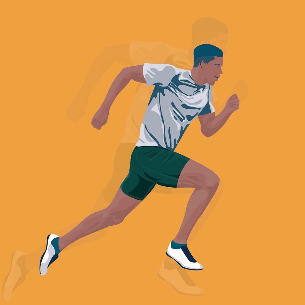 Athletic Man Sprinting in Action Pose vector