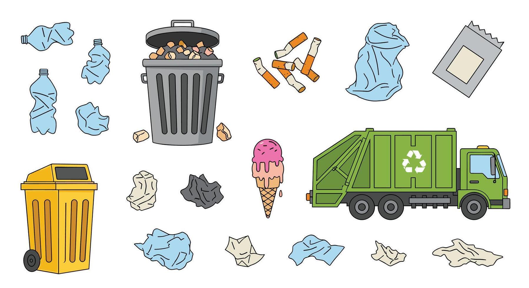 Managing Waste Collection and Recycling Effectively Promoting Environmental Sustainability and Cleanliness Measures vector