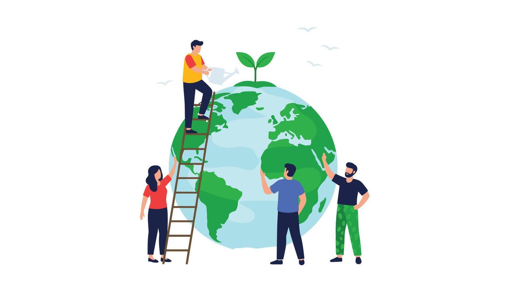 Promoting Environmental Awareness and Sustainability Through Community Action for Future Generations Wellbeing vector