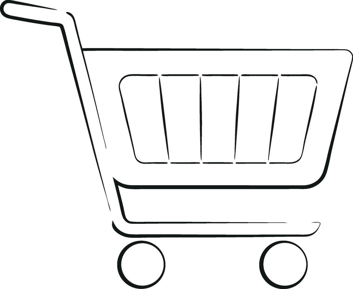 Shopping Cart Icon Minimalist Line Art vector