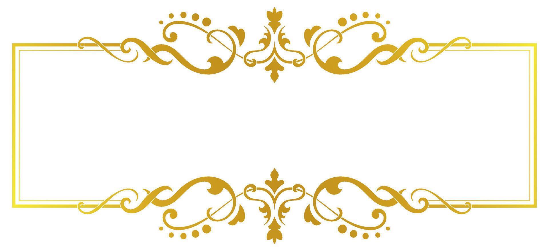 Gold vintage frame decorated with scroll lines and corner decorations vector