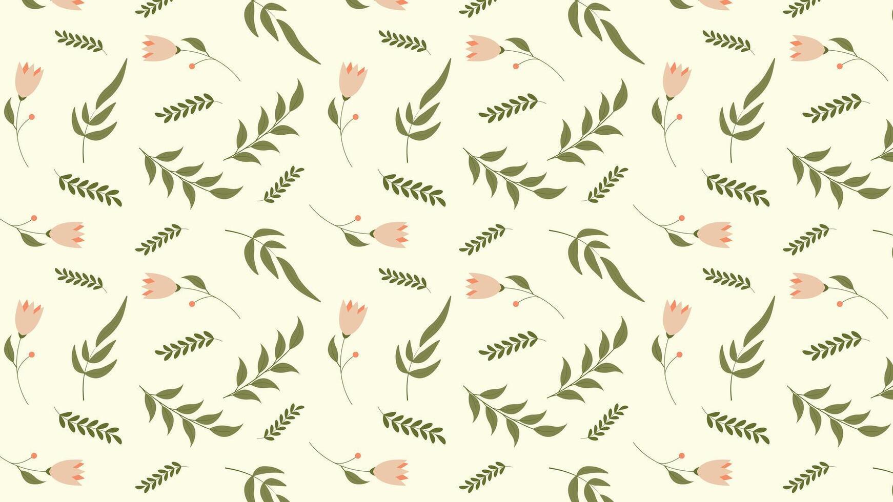 floral pattern with green leaves and soft flowers on cream background perfect for prints vector