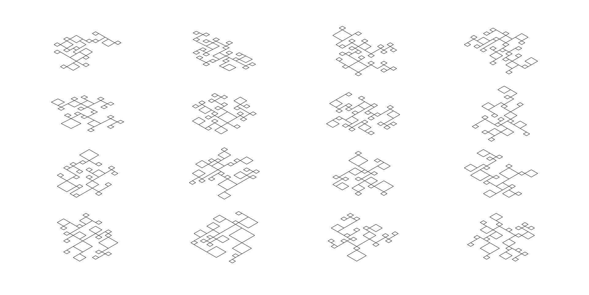 Tech Shape Geometric Lines Design Element Set Illustration vector