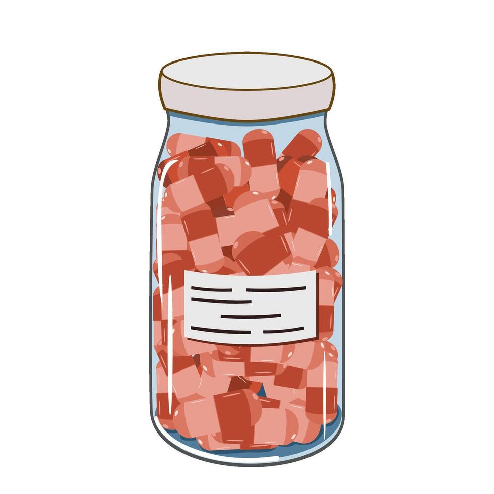 Medicinal capsules in bottle vector