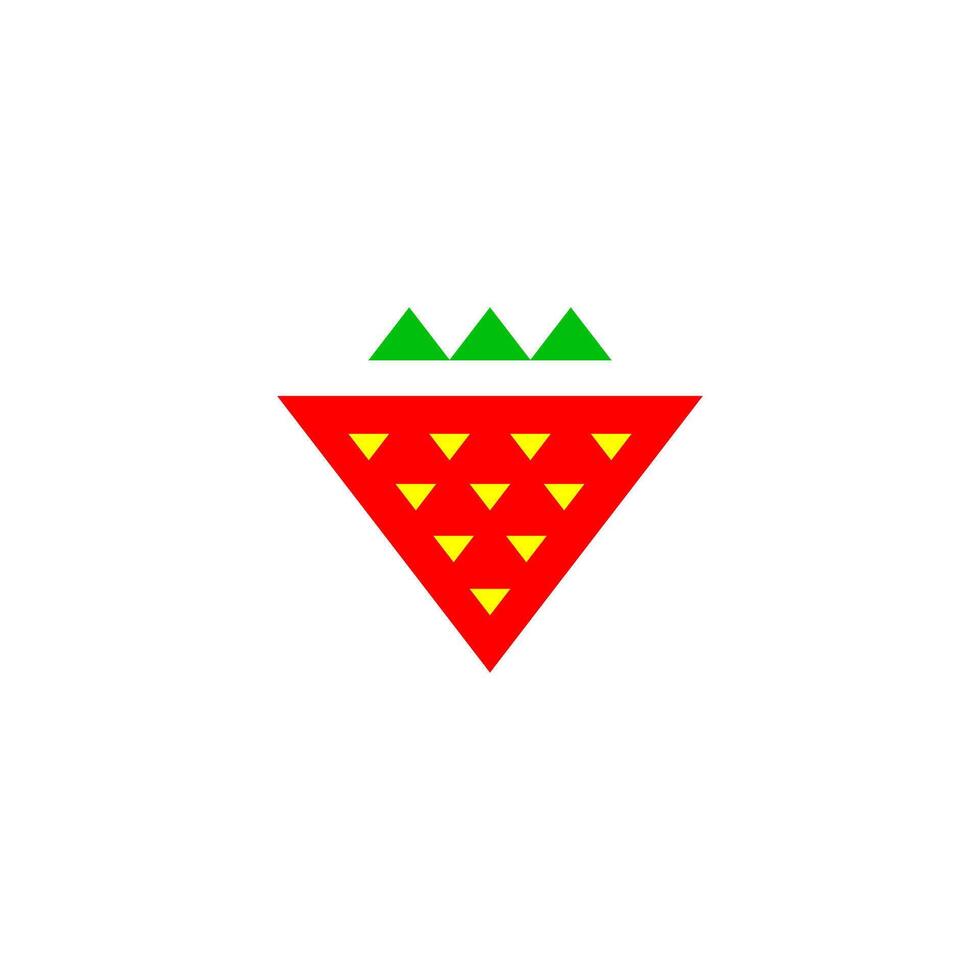 Colorful strawberry logo featuring a green mountain design suitable for agriculture or fruit-related branding vector