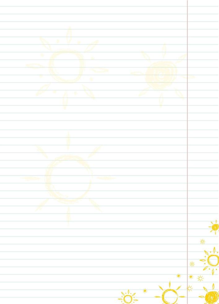 blank lined sheet of paper with charcoal suns vector