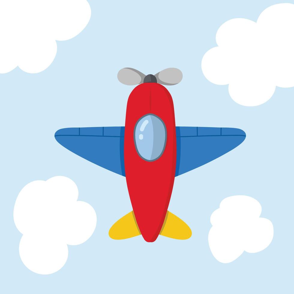 Cartoon Airplane Flying in the Sky vector
