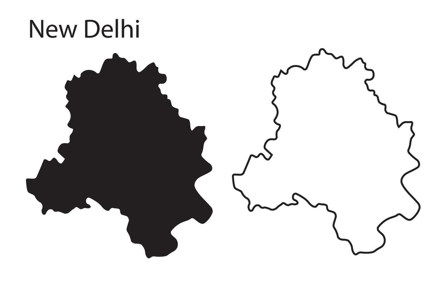 Minimal New Delhi map silhouette, India capital city vector