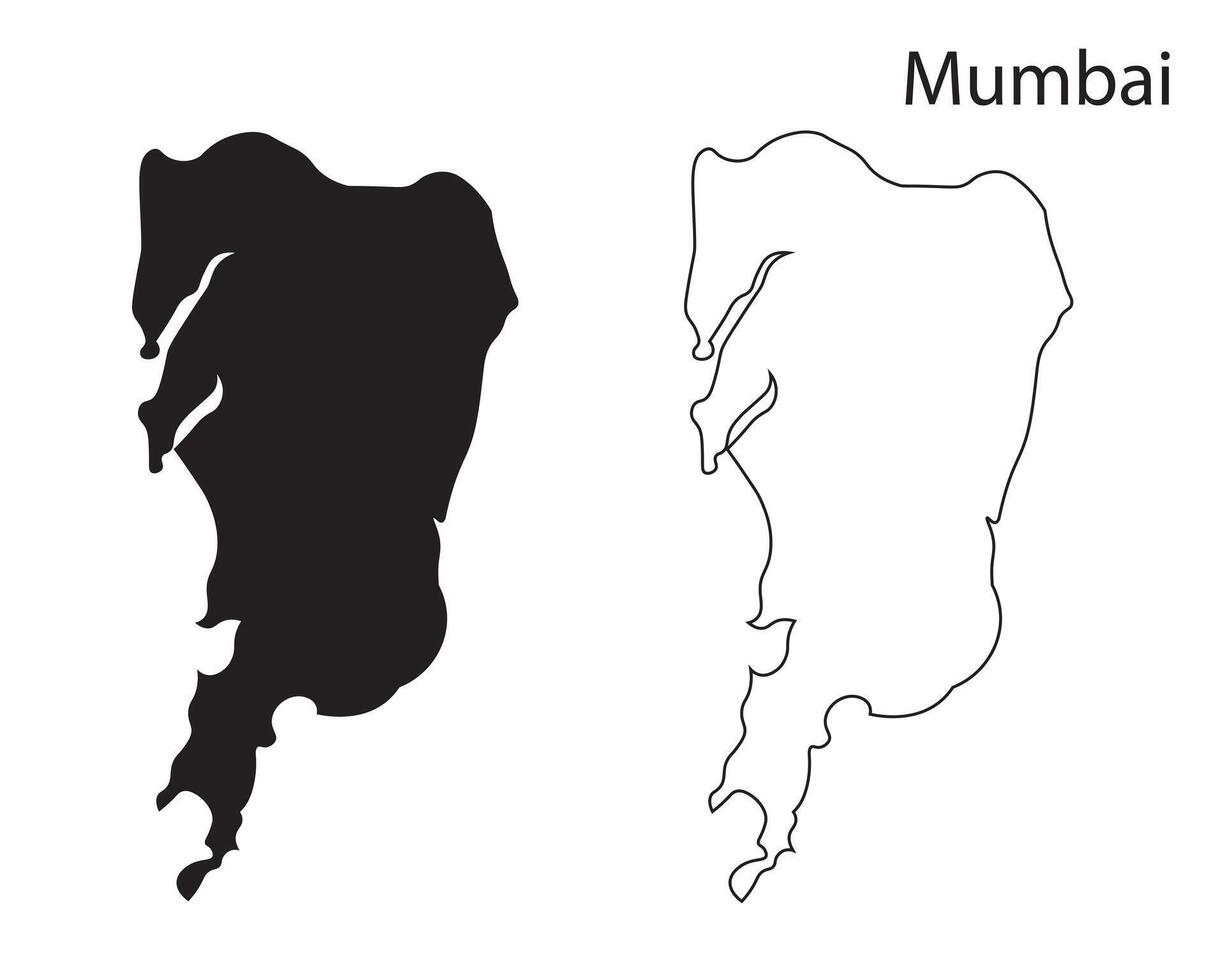 Mumbai city map, Minimal silhouette map vector
